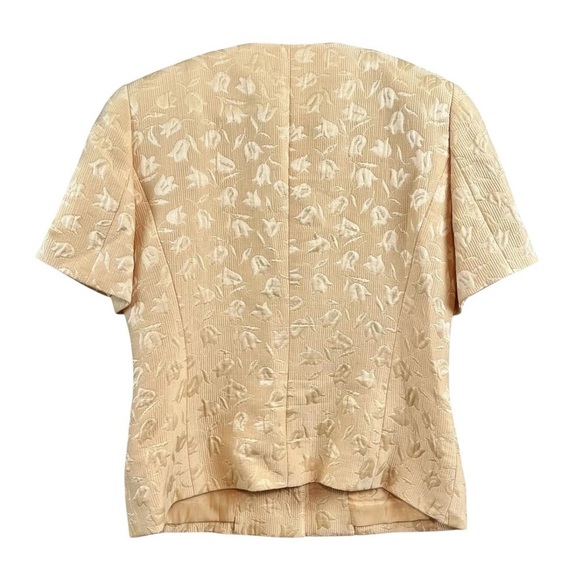 Vtg Louis Feraud Floral Silk Blend Short Sleeve Buttoned Jacket Yellow Size 6 - Picture 2 of 7